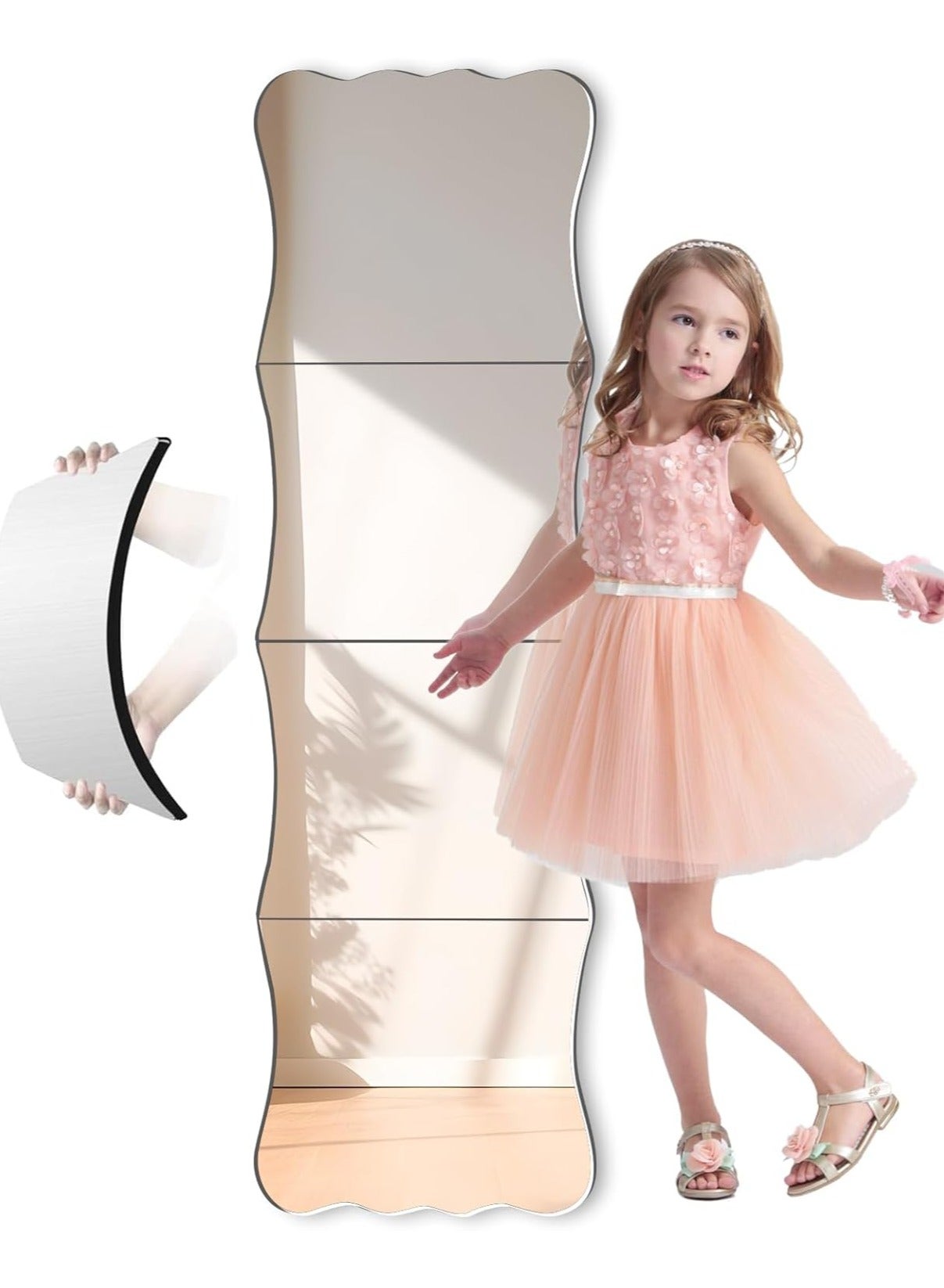 4pcs Frameless Acrylic Mirror Wall Stickers,Full Body Wall Mirror Set,Self-adhesive Combination Makeup Mirror for Bedrooms and Living Rooms,26*30cm